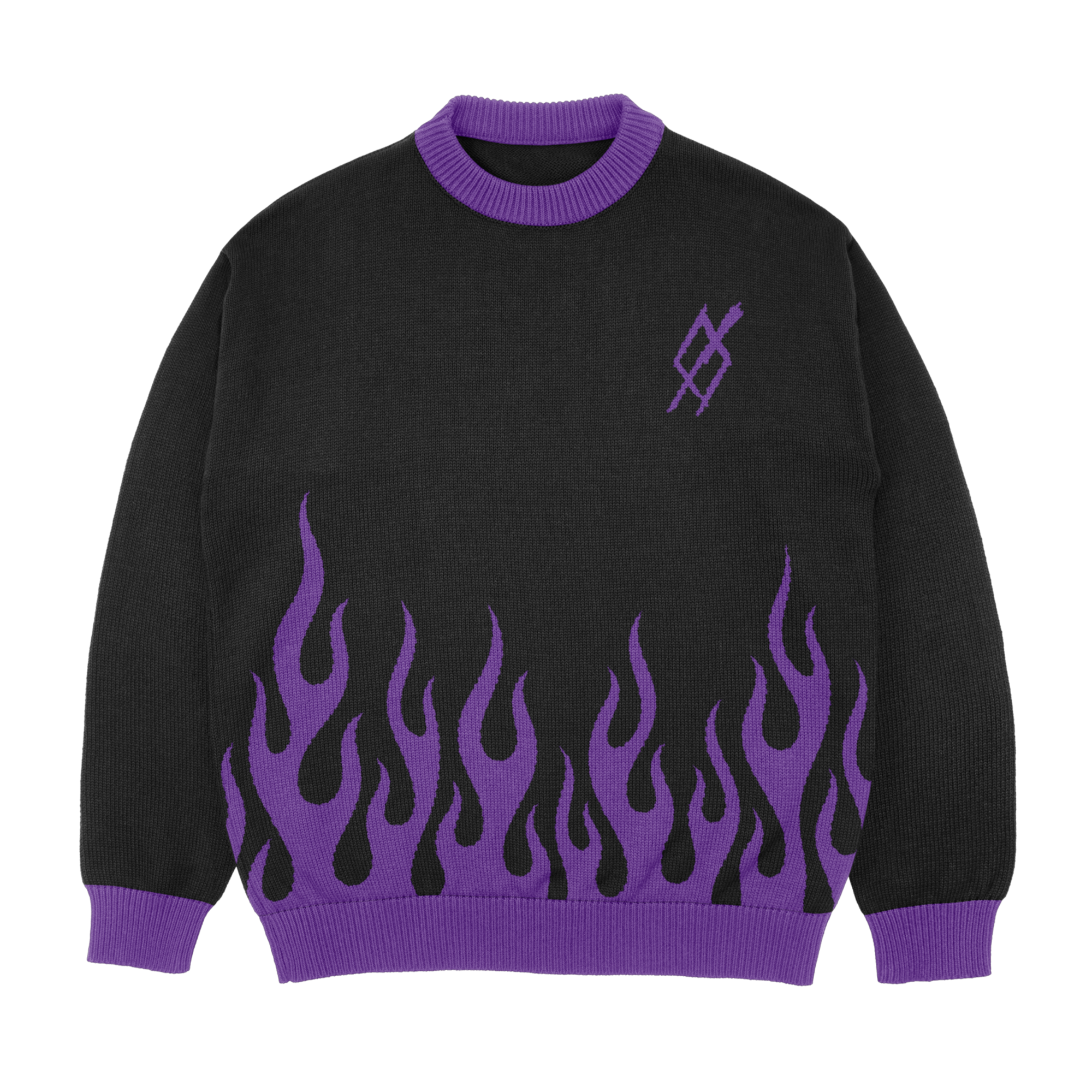 Purple Flames Crewneck Sweater – Set It Off
